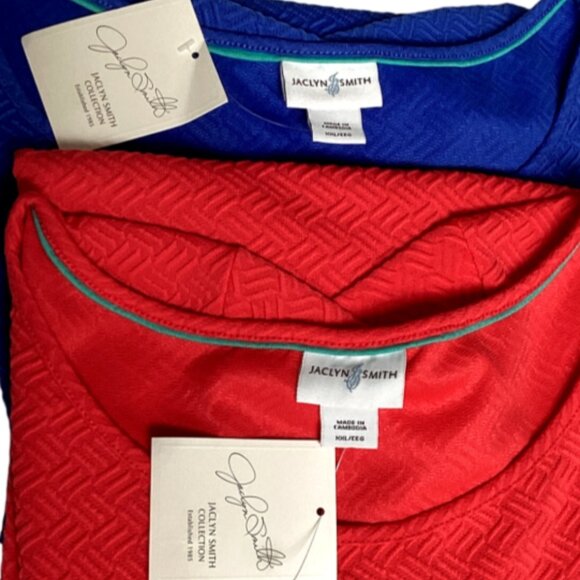 Bundle of 2 Jaclyn Smith Short Sleeve Knit Tops 2XL Blue & Red NWT #169H - Picture 8 of 11